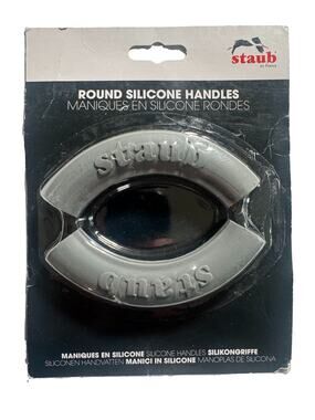 Staub Round Silicone Handles 2 Pack Gray Heat Resistant New